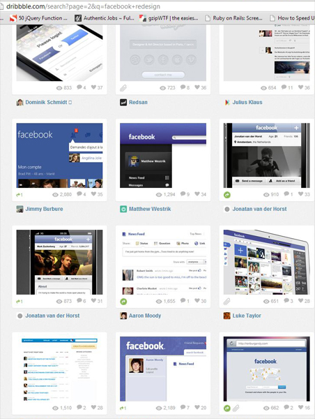 Dribbble Search: Facebook Redesign