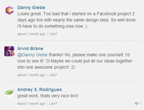 Dribbble Comments: Facebook Redesign